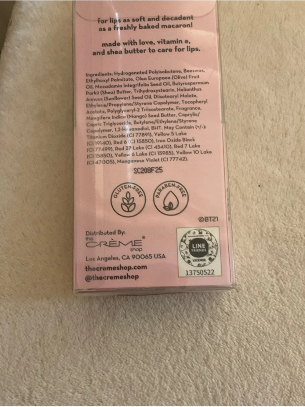 BT21 Macaron Lip Balm - Pink (White Peach Scent)